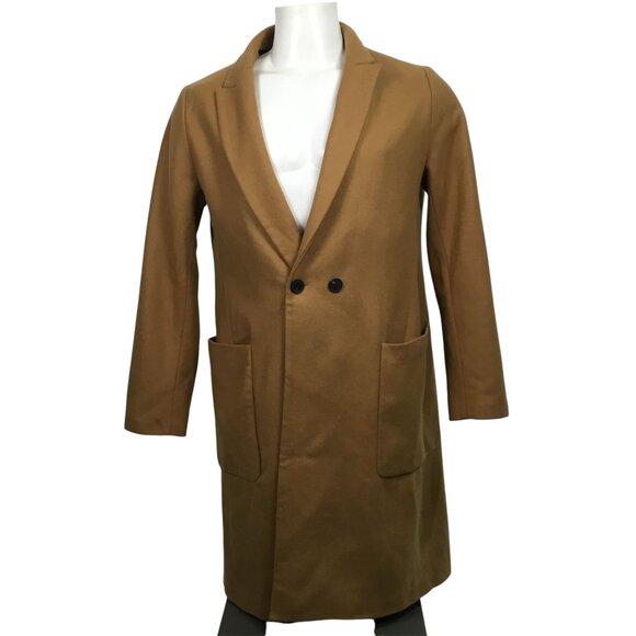 🤎 ZARA Basic Camel Double-Breasted Coat – Size XL 🤎 - Picture 1 of 5